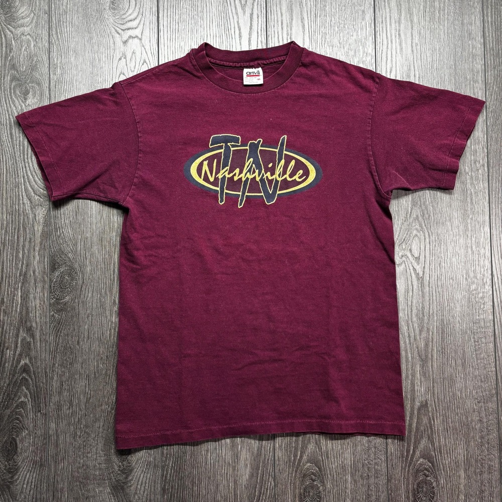 Vintage Nashville Tennessee 1990s T Shirt Red Medium Western Country Music